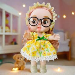 Japanese Style Doll with Specs & Floral Dress | Cute Baby Doll for Girls