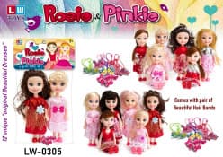 Rosie & Pinkie Mini Dolls Set of 2 with Hair Bands | Ages 3+ | Color as per Stock dispatched