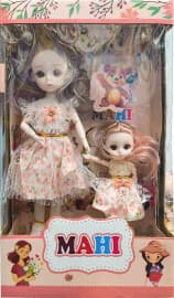 Jointed Fashion Doll Set | Sisters Doll Pack with Big Doll & Little Doll | Gift Box