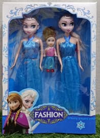 Frozen Sisters Doll Set | Princess Dolls in Blue Gowns with Little Girl Doll | Gift Box