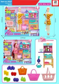 Alia Super Mega Mart Doll Playset | Supermarket Shopping Set with Basket & Food | Ages 3+