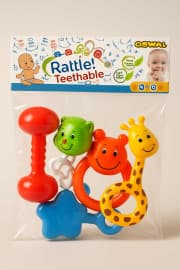 Baby Rattle & Teether Set of 5 Pcs | Colourful Giraffe, Bear & Dumbbell Rattles for Newborns