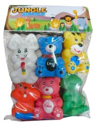 Jungle Animal Soft Vinyl Squeeze Toys Set of 6 | Baby Bath & Play Toys
