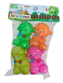 Teddy Soft Vinyl Squeeze Toys Set of 4 | "We're Friends" Baby Bath & Play Toys | Color as per Stock dispatched