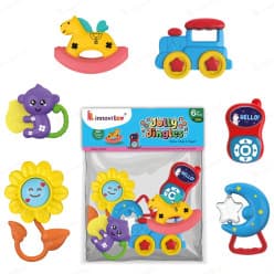 Jolly Jingle Rattle Set of 6 Pcs | Baby Rattles & Teethers for 3 Months+ | Made in India