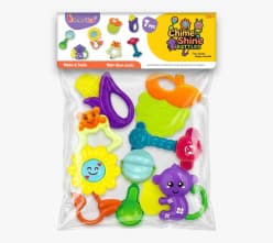 Chime Shine Rattle Set of 7 Pcs | Baby Rattles & Teethers for 3 Months+ | 100% Non-Toxic