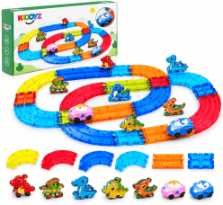 Magic Magnetic Blocks Railcar Series 26 Pcs | Colourful Dinosaur Car Track Set | STEM Toy | Ages 3+