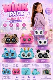 Wink Pack Blink Bag with Music | Kids Sling Bag with Touch Wink Eyes, Lights & Songs | Color as per Stock dispatched | Pack of 1 Pc