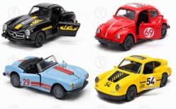 Kidoyz Pull Back Die-Cast Car | 1:43 die-cast pull-back car with opening doors, 4 models mixed | Pack of 1 | Color As Per Stock