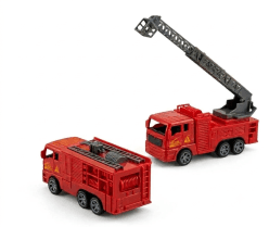 Kidoyz Fire Truck with Ladder | Fire engine toy with a ladder that rotates 360° | Pack of 2 | Color As Per Stock