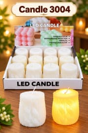 Diwali Candle LED Flameless Textured Pillar Candle | Pack of 12 | Diwali Decoration | Color As Per Stock