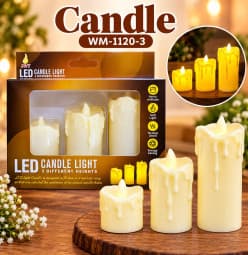 Diwali Candle LED Candle Light Set of 12 | 12 Different Heights | Flameless Diwali Decoration