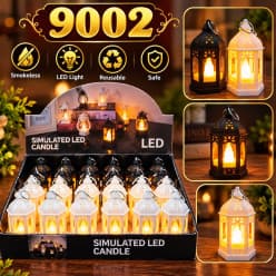 Diwali Candle LED Lantern Candle | Pack of 12 | Star-Cut Mini Lantern With Flameless Candle | Smokeless Reusable | Color As Per Stock