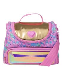 Pink Floral Lunch Bag with Shoulder Strap | Gold Accent | Pack of 1 Pc