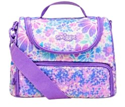 Purple Floral Lunch Bag with Shoulder Strap | Pack of 1 Pc