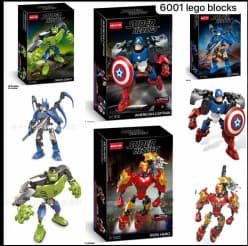 LEGO Style - Superhero Robot Building Block Figure | 1 Pc Random Design | Buildable Action Figure Brick Toy | Ages 6+