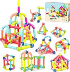 80 Pcs Magnetic Sticks & Balls Building Set | Magnetic Blocks Construction Toy For Kids | STEM Learning | Ages 3+