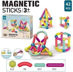 LEGO Style - 42 Pcs Magnetic Building Sticks & Balls Set in Gift Box | Magnetic Blocks For Kids | STEM Learning Toy | Color As Per Stock