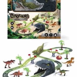 Dinosaur Rail Track Set Big Size With Dinosaur Figures, Tunnel & Trees | Dino World Race Track Toy For Kids