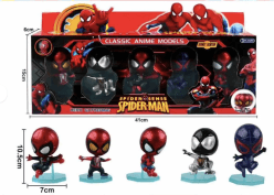 Spider-Man Style Anime Figure Set of 5 | Classic Hero Collectible Figures with Display Bases | Ages 3+
