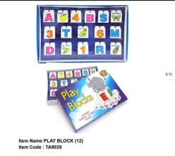 Play Blocks Alphabet, Numbers & Pictures Learning Blocks Set (12 Pcs) | Early Learning Toy