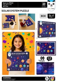 Solar System Puzzle 60 Pcs | Planets Learning Jigsaw Floor Puzzle with 25 Space Facts | Ages 3+