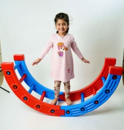 Balancing Bridge Rocker for Kids | Large Rainbow Balance Board & Climbing Toy | Indoor Play Gym
