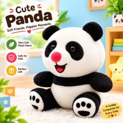 Cute Panda Soft Toy with Red Nose | Plush Panda Teddy for Kids