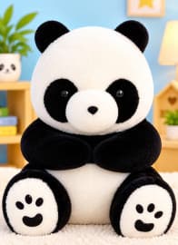 Sitting Panda Soft Toy | Fluffy Plush Panda Teddy for Kids | Huggable Gift