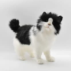 Realistic Black & White Cat Soft Toy | Lifelike Plush Kitten for Kids & Home Decor