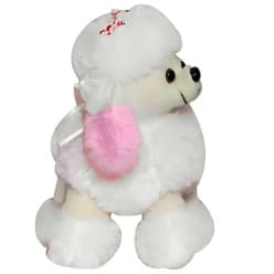 White Poodle Dog Soft Toy | Fluffy Plush Poodle with Pink Bow for Kids