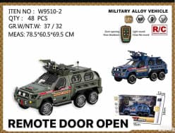 Key Remote Metal Alloy Army Truck with Door Open Function | 1:24 Military Armoured Vehicle RC Toy with Light & Sound