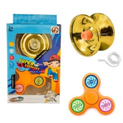 Metal Yoyo & Spinning Top Combo Set with Launcher | Yo-Yo and Battle Top Gift Box | Pack of 1 Set | Color as per Stock dispatched