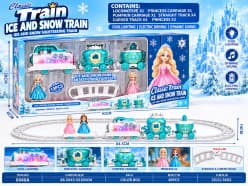 Princess Ice & Snow Electric Train Set 13 Pcs with Carriages, Track, Lights & Sound | Train Toy for Kids | Pack of 1 Set