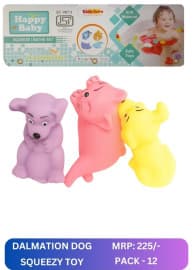 Dog, Pig & Chick Squeezy Bath Toys Set of 3 | Soft Chu-Chu Squeeze Toys for Babies | Pack of 1 Set