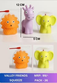 Valley Friends Squeezy Animal Squeeze Toy | Soft Bath Toy for Babies | Animal as per Stock Dispatched | Pack of 3 Pcs