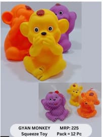 Monkey Squeezy Bath Toys Set of 3 | Soft Chu-Chu Squeeze Toys for Babies | Pack of 1 Set