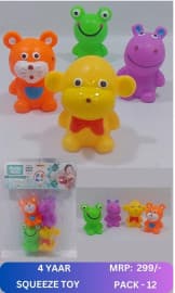 4 Yaar Squeezy Animals Bath Toys Set of 4 | Soft Chu-Chu Squeeze Toys for Babies | Pack of 1 Set