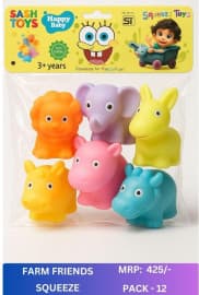 Farm Friends Squeezy Animals Bath Toys Set of 6 | Soft Chu-Chu Squeeze Toys for Babies | Pack of 1 Set