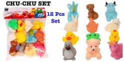 Chu-Chu Squeezy Bath Toys Set of 12 Pcs | PVC Animals Squeeze Toys for Babies | Pack of 1 Set