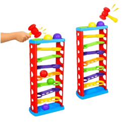 Hit The Ball Jumbo Hammer Ball Tower with 7 Ramps, 6 Colourful Balls & Hammer | Pounding Toy for Toddlers | Pack of 1 Set