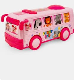 Cartoon Mini Pull Back Bus Toy 15 cm | Friction Window-Swing Toy Bus for Kids | Color as per Stock Dispatched | Pack of 1 Pc