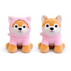 Cute Dog Plush Toy in Pink Hoodie | Soft Shiba Puppy Teddy for Kids | Color as per Stock dispatched