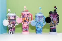 K-Pop Idol Print Big Tumbler with Handle, Straw & Pom Pom Charm | 1200 ml (Style 5) | Random Design as per Stock Dispatched | Pack of 1 Pc