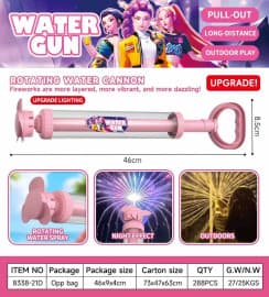Pull-Out Water Gun Pump Blaster 46 cm with Rotating Spray & Night Lights | Pink Pichkari Toy for Girls | Random Design as per Stock Dispatched | Pack of 1 Pc