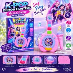 KPOP Demon Hunters Musical Guitar Toy with Microphone for Girls | Lights & Music | Pack of 1 Pc