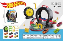 Tyre Loop Race Track Playset with 6 Mini Cars | Car Launcher Toy for Kids | Pack of 1 Pc