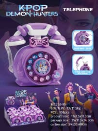 KPOP Demon Hunters Retro Rotary Dial Telephone Toy | Musical Pretend Play Phone for Girls | Pack of 1 Pc