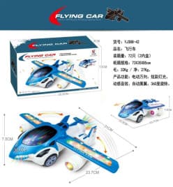 Flying Car Airplane Toy with Lights & 360° Rotation | Auto-Steering Bump & Go Toy for Kids | Pack of 1 Pc