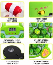 Frog Whack-A-Mole Game Machine with Lights, Music & 2 Hammers | 38 Levels Hit Game for Kids | Pack of 1 Pc